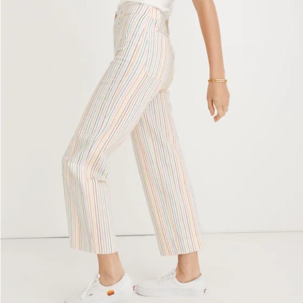 Madewell Slim Emmett Wide-Leg Crop Pants in Rainbow Stripe